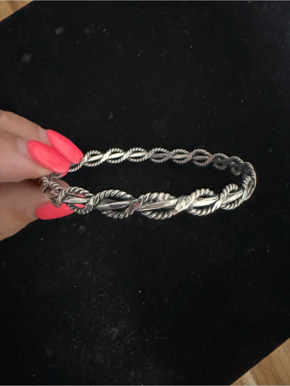 925 Sterling Silver Twisted Rope Bangle Bracelet - Silver